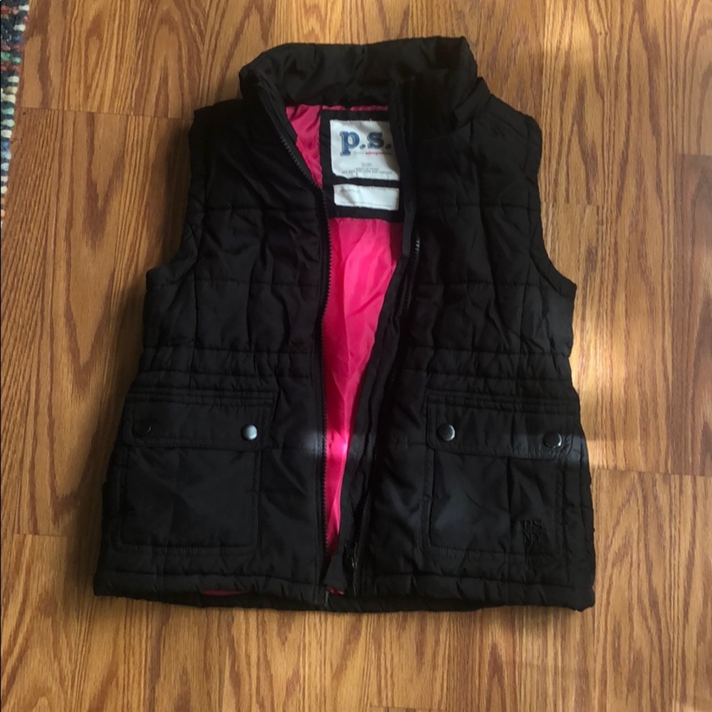 PS by aero girls 8 black and pink puffer vest